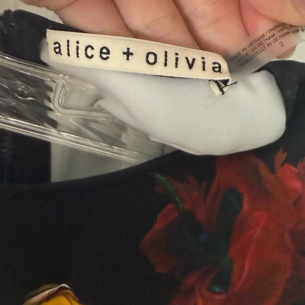 Alice + Olivia Wynell A-Line Mini Dress in Social Hour Black 2 - Picture 7 of 8